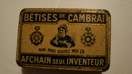 ANCIENNE  BOITE  BETISE DE CAMBRAI  AFCHAIN- SEUL- INVENTEUR - Boîtes