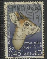 SOMALIA AFIS 1955 POSTA AEREA ANIMALI AIR MAIL ANIMALS CENT. 45 USATO USED OBLITERE´ - Somalia (AFIS)