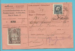 211 Op Ontvangkaart (Carte-recepisse) Met Firmaperforatie (perfin) " G.D.B. " Van Grande Distillerie Belge" - 1921-1925 Small Montenez