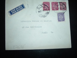 LETTRE PAR AVION POUR FRANCE TP S 50 X2 + S 20 + 2 S 00 OBL. 19 DEZ 43 CTT LISBOA + ETIQUETTE - Lettres & Documents