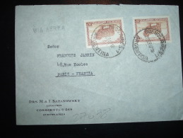 LETTRE PAR AVION POUR FRANCE TP LANAS 30C X2 OBL. 27 SEP 47 BUENOS AIRES - 1 + SATANOWSKY - Storia Postale