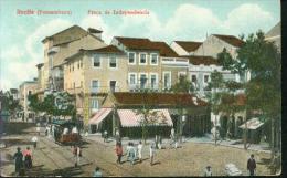 Rare Rarität Litho Recife Pernambuco Brasil Praca Da Independencia Um 1910 Tramway Tram Calcados - Recife