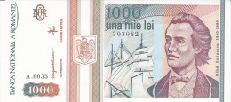 2058A,  BANKNOTE, 1000, UNA MIE LEI, 1993, UNC, ROMANIA. - Roumanie