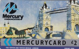 Mercury, MER012, Tower Bridge, London (Spring 1989), Unused, 2 Scans.    9MERA - [ 4] Mercury Communications & Paytelco