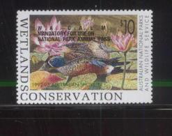 AUSTRALIA 1992-3 AUSTRALIAN NATIONAL PARKS & WILDLIFE SERVICE WETLANDS CONSERVATION $10 OPT SHOVELER DUCK STAMP NHM - Cinderella