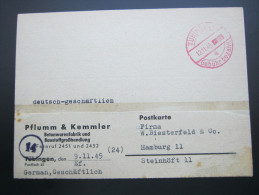 TÜBINGEN , 1945, GEBÜHR BEZAHLT  ,  Beleg, Reine Bedarfspost - Sonstige & Ohne Zuordnung