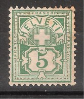 Suisse, 1905, Armoiries Yvert N° 102 , 5 C Vert , Filigrane B,Grande  Croix , Neuf  ** / MNH , B/TB, Quasi TB - Unused Stamps