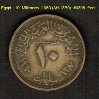 EGYPT   10  MILLIEMES  1960 (AH 1380)  (KM # 395) - Egipto