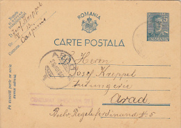7795- KING MICHAEL, PC STATIONERY, ENTIER POSTAUX, CENSORED TIMISOARA NR 27, 1941, ROMANIA - Cartas De La Segunda Guerra Mundial