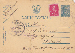 7797- KING MICHAEL, PC STATIONERY, ENTIER POSTAUX, CENSORED TIMISOARA NR 26, 1942, ROMANIA - Cartas De La Segunda Guerra Mundial