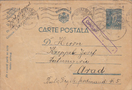 7801- KING MICHAEL, PC STATIONERY, ENTIER POSTAUX, CENSORED TIMISOARA, 1942, ROMANIA - 2de Wereldoorlog (Brieven)