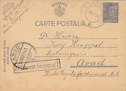 7806- KING MICHAEL, PC STATIONERY, ENTIER POSTAUX, CENSORED TIMISOARA NR 22, 1943, ROMANIA - Cartas De La Segunda Guerra Mundial