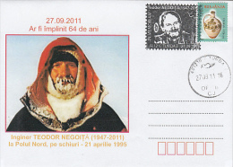 7886- THEODOR NEGOITA EXPLORER, NORTH POLE EXPEDITION, SPECIAL COVER, 2011, ROMANIA - Expediciones árticas