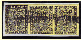 Parma 1852 Mi.1 In 3-er-Streifen Gestempelt - Parme