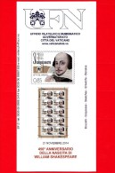 VATICANO - 2014 - Nuovo - Storia Postale - Bollettino Ufficiale - 450 Anni Della Nascita Di W. Shakespeare - BF 21 - Cartas & Documentos