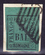 Romagna 1859  3 Baj.Mi.4 Bogenrandstück Gestempelt Mehrfach Signiert - Romagne