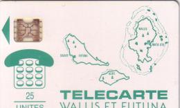 WALLIS ET FUTUNA WF1 CARTE DES ILES VERTE 25U SC4AB  UT LUXE - Wallis Und Futuna