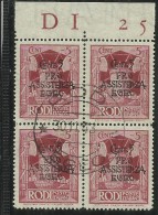 OCCUPAZIONE TEDESCA EGEO GERMAN OCCUPATION 1943  PRO ASSISTENZA EGEO CENT. 5 + 5 C QUARTINA USATA BLOCK USED - Egée (Duitse Bezetting)