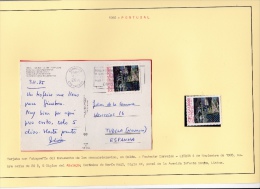 02015 Postal De Lisboa A Tudela 1985 + Un Sello - Covers & Documents