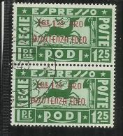 OCCUPAZIONE TEDESCA EGEO GERMAN OCCUPATION 1943  PRO ASSISTENZA EGEO ESPRESSO LIRE 1,25 + 1,25 COPPIA USATA PAIR USED - Egeo (Ocu. Alemana)