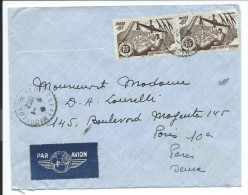 Lettre Par Avion Saint Pierre Et Miquelon,1952, Laurelli (enveloppe Seule) Paire Timbres 4f  Voir 2 Scans # - Storia Postale