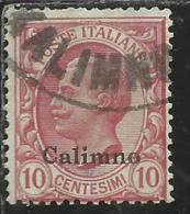 COLONIE ITALIANE EGEO CALINO CALIMNO 1912 SOPRASTAMPATO D´ITALIA ITALY OVERPRINTED CENT. 1 CENTESIMI USATO USED OBLITERE - Ägäis (Calino)