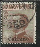 COLONIE ITALIANE EGEO CALINO CALIMNO 1912 SOPRASTAMPATO D´ITALIA ITALY OVERPRINTED CENT 40 CENTESIMI USATO USED OBLITERE - Ägäis (Calino)