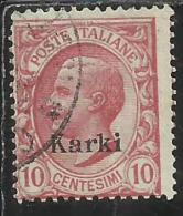 COLONIE ITALIANE EGEO CARCHI KARKI 1912 SOPRASTAMPATO D´ITALIA ITALY OVERPRINTED CENT. 10 USATO USED OBLITERE´ - Ägäis (Carchi)