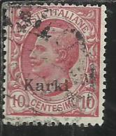 COLONIE ITALIANE EGEO CARCHI KARKI 1912 SOPRASTAMPATO D´ITALIA ITALY OVERPRINTED CENT. 10 USATO USED OBLITERE´ - Egeo (Carchi)