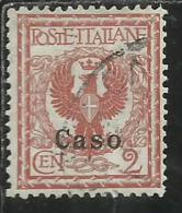 COLONIE ITALIANE EGEO CASO 1912 SOPRASTAMPATO D´ITALIA ITALY OVERPRINTED CENT. 2 USATO USED OBLITERE' - Egée (Caso)