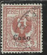 COLONIE ITALIANE EGEO CASO 1912 SOPRASTAMPATO D´ITALIA ITALY OVERPRINTED CENT. 2 USATO USED OBLITERE´ - Egée (Caso)