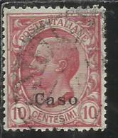 COLONIE ITALIANE EGEO CASO 1912 SOPRASTAMPATO D´ITALIA ITALY OVERPRINTED CENT. 10 USATO USED OBLITERE´ - Egeo (Caso)