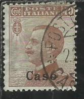 COLONIE ITALIANE EGEO CASO 1912 SOPRASTAMPATO D´ITALIA ITALY OVERPRINTED CENT. 40 USATO USED OBLITERE´ - Egée (Caso)