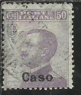 COLONIE ITALIANE EGEO CASO 1912 SOPRASTAMPATO D´ITALIA ITALY OVERPRINTED CENT. 50 USATO USED OBLITERE´ - Egée (Caso)