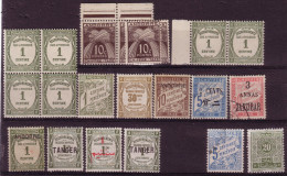 TAXE - LOT DE 21 TIMBRES LA PLUSPART NEUF: ANDORRE-MAROC-MONACO-TANGER-TUNISIE-CHINE-ZANZIBAR-FRANCE DONT N°46 COTE 40€ - 1859-1959 Postfris