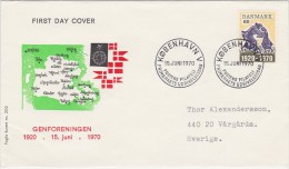 POLITICS HISTORY WW1 WORLD WAR I REUNION OF NORD SCHLESVIK WITH DENMARK DANMARK 1970 MI 491 FDC Map Maps Carte Karte - WW1