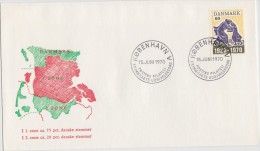 POLITICS HISTORY WORLD WAR I WW1 REUNION OF NORD SCHLESVIK WITH DENMARK DANMARK 1970 FDC MI 497 Map Maps Carte Karte - WO1