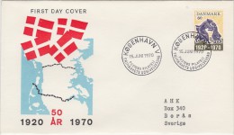 POLITICS HISTORY WORLD WAR I WW1 REUNION OF NORD SCHLESVIK WITH DENMARK 1970 FDC MI 497 Map Maps Carte Karte Flag Flagge - WW1