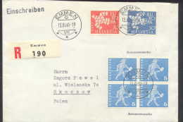 EUROPA 1961 SWISS SCHWEIZ SWITZERLAND CEPT R-cover To POLAND Mi 736 737 + Automatenmarke - Automatenmarken