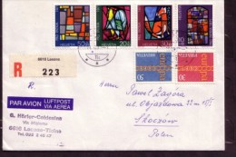EUROPA 1971 SCHWEIZ SWISS SWITZERLAND CEPT + PRO PATRIA On R-cover To POLAND REC LOSONE - Cartas & Documentos
