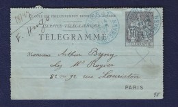 TIMBRE. FRANCE. EP. ENTIER POSTAL. TELEGRAMME. TELEGRAPHE. - Telegrafi E Telefoni