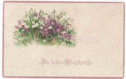 Pentecost Greeting Card - Die Besten Pfingstgrüsse - Flowers - HSB 2235 - Old Postcard - Circulated In Estonia - Pentecôte