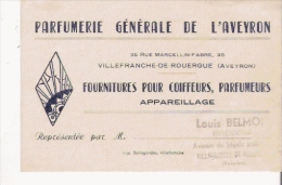 CARTE DE VISITE ANCIENNE PARFUMERIE GENERALE DE L'AVEYRON VILLEFRANCHE DE ROUERGUE - Profumeria Antica (fino Al 1960)