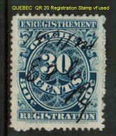 QUEBEC    # QR 20 VF USED - Fiscale Zegels