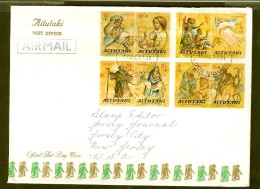 090005 Sc  B20a, B22a, B24a B26a CHRISTMAS 1977 FOR CHILD WELFARE-ALL SE-TENANT-ON FDC AIRMAIL - Aitutaki