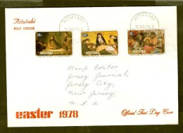 090007 Sc 163, 164 & 165 EASTER 1978 ON FDC ART/PAINTING/RELIGIOUS - Aitutaki