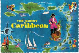 Amérique - The Sunny Caribbean - Carte Générales Des Antilles (! Little Folds And Little Tear) - Autres & Non Classés