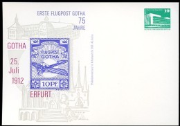 DDR PP18 B2/012a Privat-Postkarte 75 J. ERSTE FLUGPOST GOTHA 1987  NGK 5,00 € - Cartes Postales Privées - Neuves