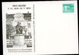 DDR PP18 B2/025 Privat-Postkarte FRITZ REUTER DICHTER Stavenhagen 1985  NGK 4,00 € - Private Postcards - Mint