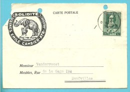 299 Op Kaart Met Stempel ATH Met Firmaperforatie (perfin) " E.C." Van SOLIDITE USINES EMILE CAMBIER à ATH - 1909-34